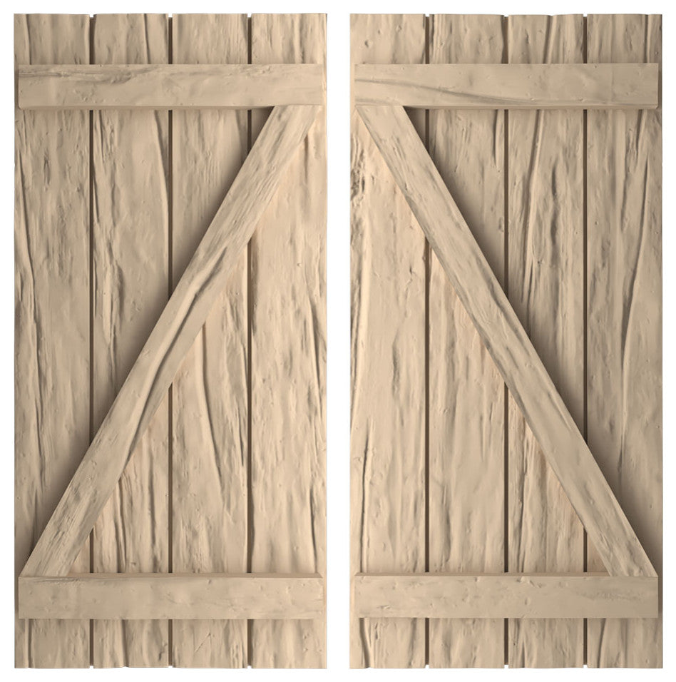 Rustic 4 Board Joined B-N-B Faux Wood Shutters, Riverwood, 22x26"