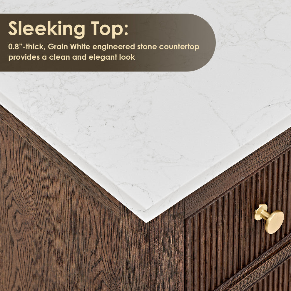 Cerrito Bathroom Vanity, Brown Brushed Oak, 60" Single, Without Mirror