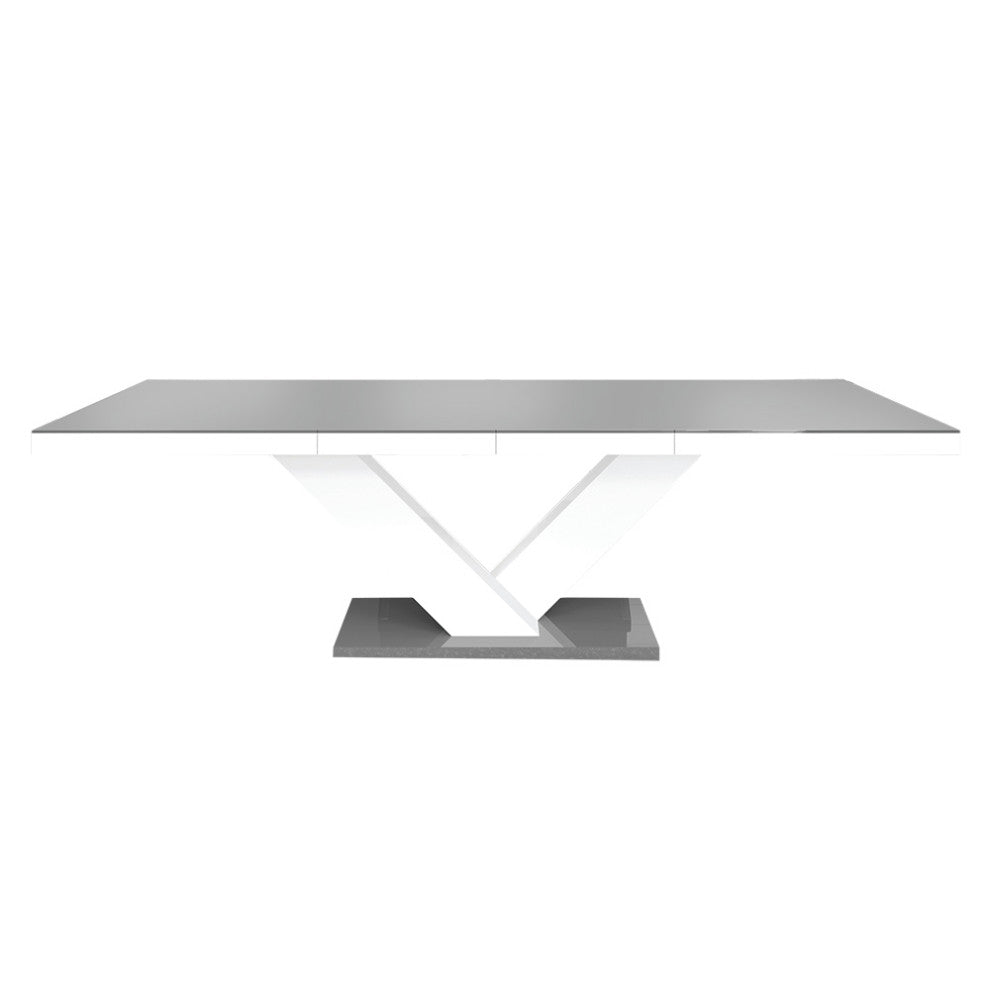 NICTORIA Dining Table with Extension, Grey/White