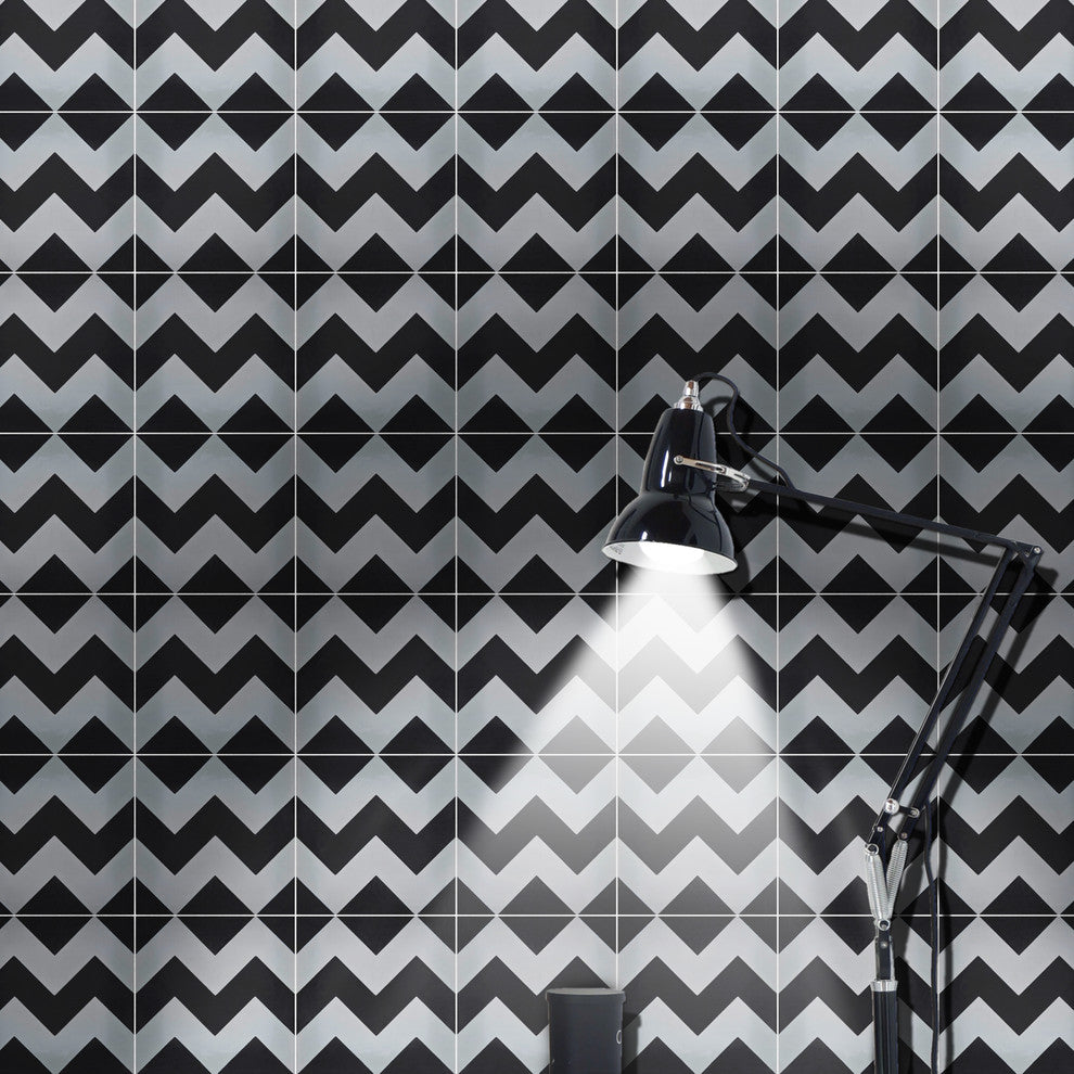 Jerada Handmade Cement Tile, Black/Gray, Sample