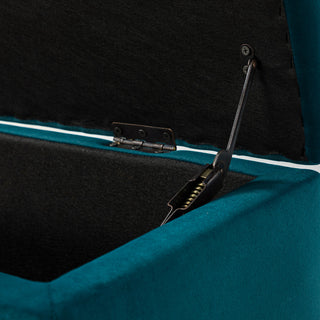 Button-tufted Storage Bench with Nailhead Trim, Teal