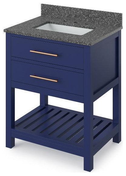Wavecrest Contemporay Hale Blue 30" Vanity, Boulder Cultured Marble Top