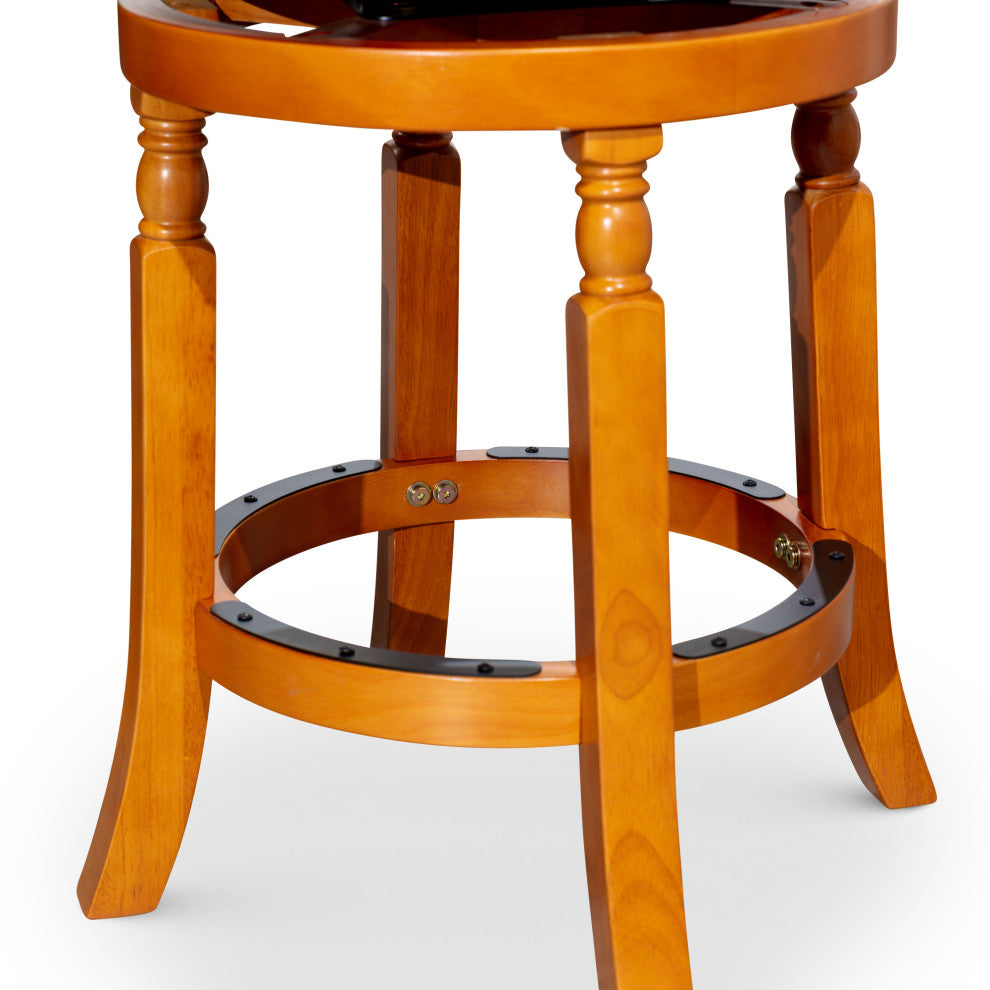 DTY Palmer Lake Swivel Stool, Natural/Saddle Leather Seat, 24" Counter Stool