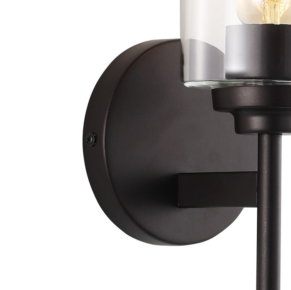 Juno 13" 1-Light Farmhouse Iron Cylinder LED Vanity, Oil Rubbed Bronze/Clear