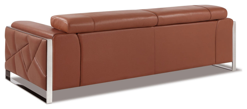 Trento Genuine Italian Leather Modern Sofa Camel