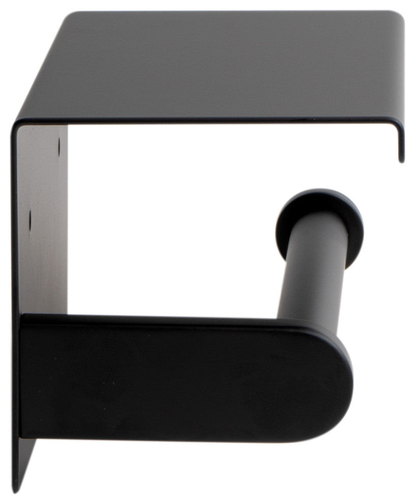 ALFI brand ABTPC66-BLA Black Matte Stainless Steel Toilet Paper Holder w/ Shelf