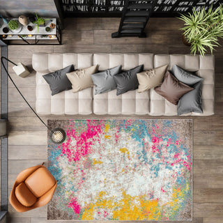 Contemporary POP Modern Abstract Multi/Yellow 5' x 8' Area Rug
