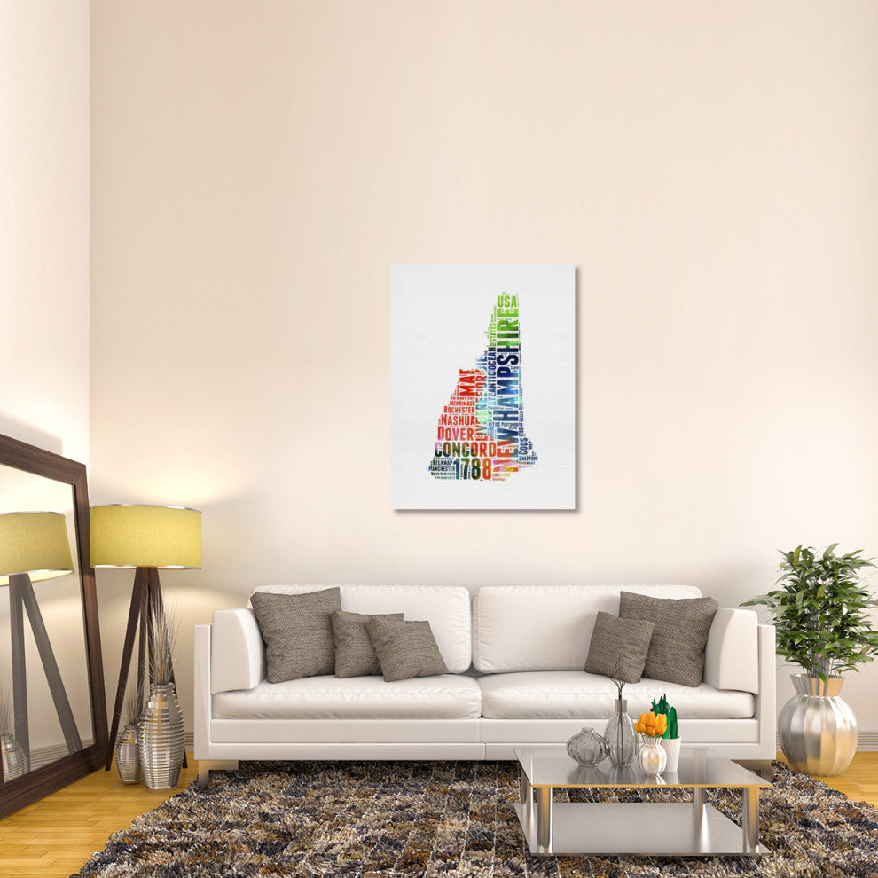 "New Hampshire Watercolor Word Cloud" Fine Art Print