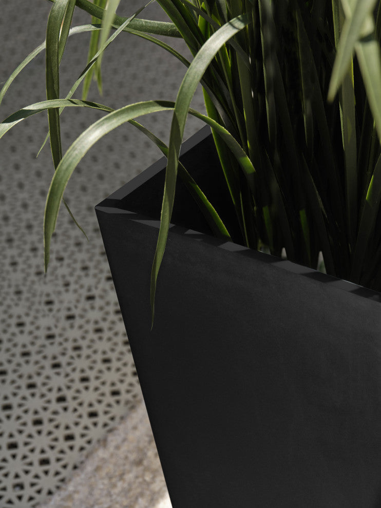Midland Tall Square Planter, Black, 26'', 2 Pack