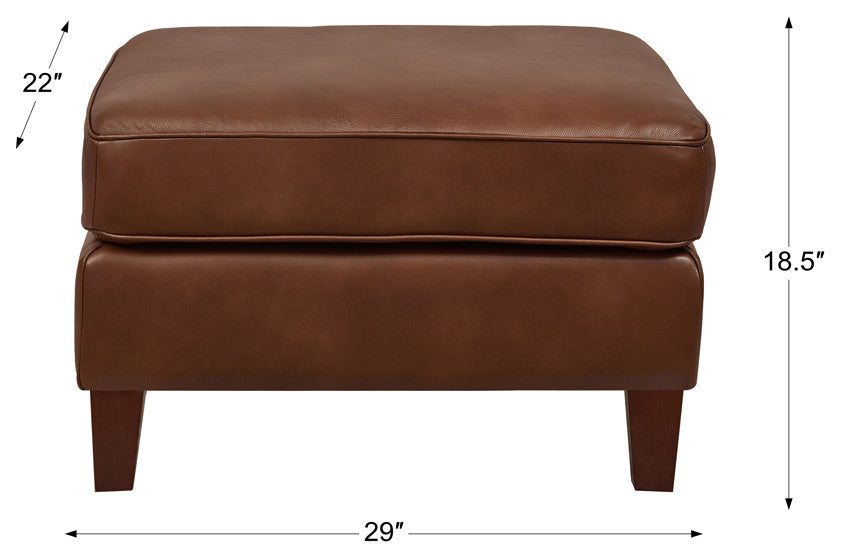 Hydeline Ashby 100% Leather Sofa Collection, Pecan Brown, Ottoman
