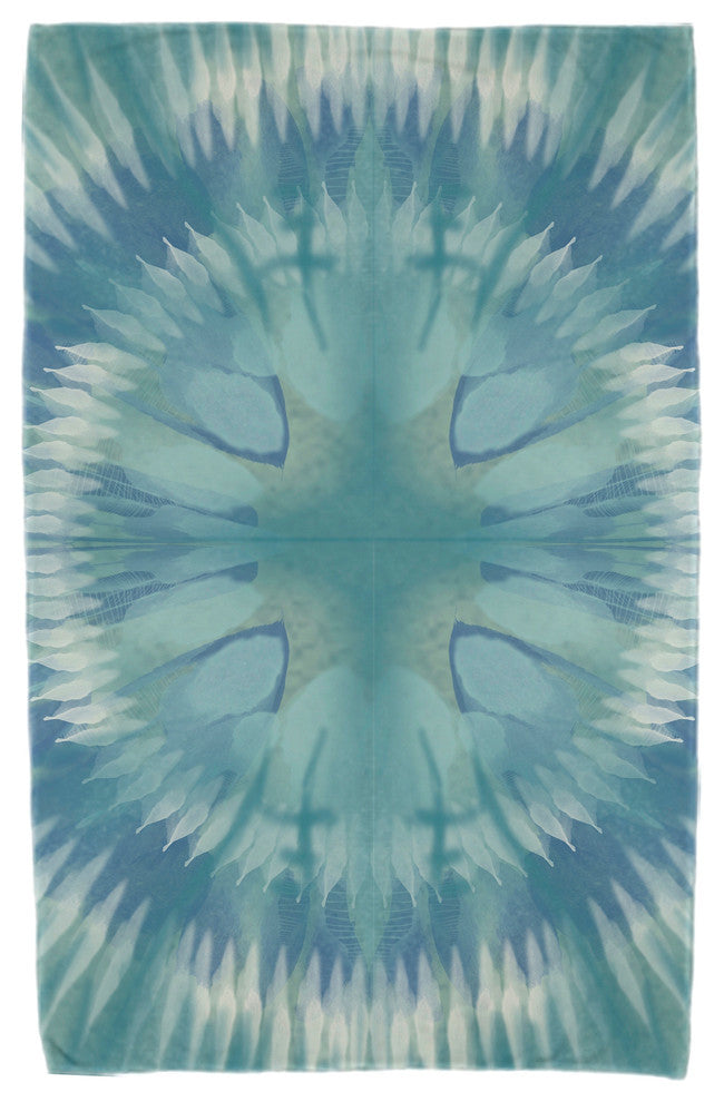 Shibori Burst, Geometric Print Beach Towel, Green