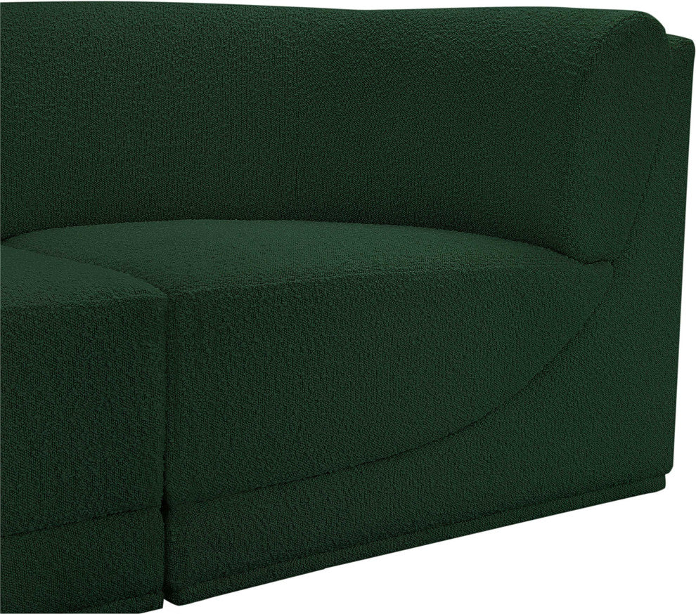 Ollie Black Boucle Fabric Straight Modular Sofa, Green, 2-Piece: 2 Corner Chair