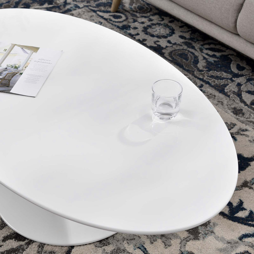 Lippa 48" Oval-Shaped Wood Top Coffee Table, White