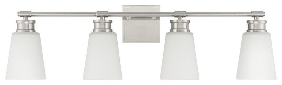 4-Light Bathroom Vanity Light, Matte Black, Brushed Nickel