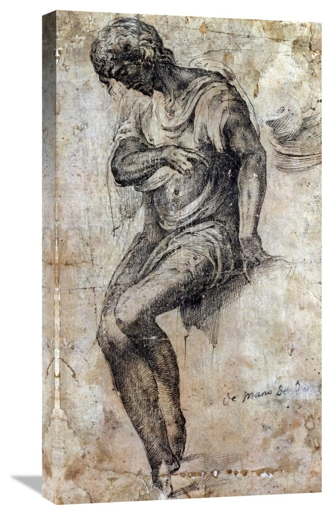 "A Man Seated on a Ledge" Artwork
