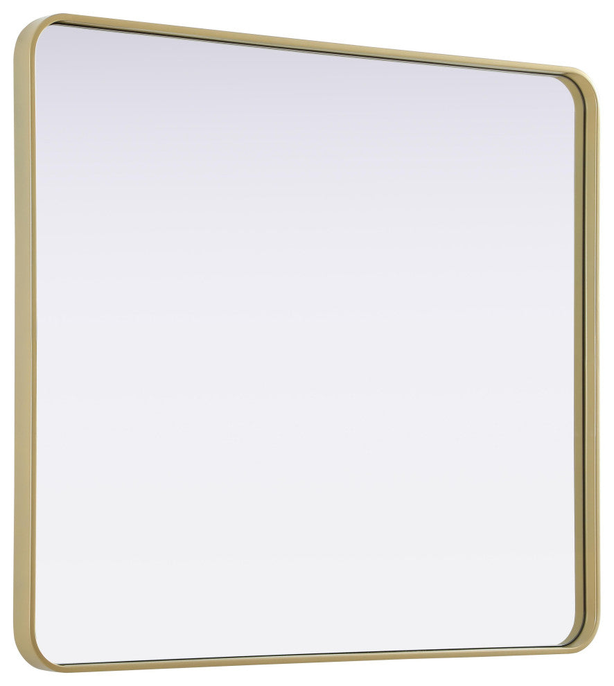 Home Living Contour Metal Rectangle Mirror 36x40, Brass