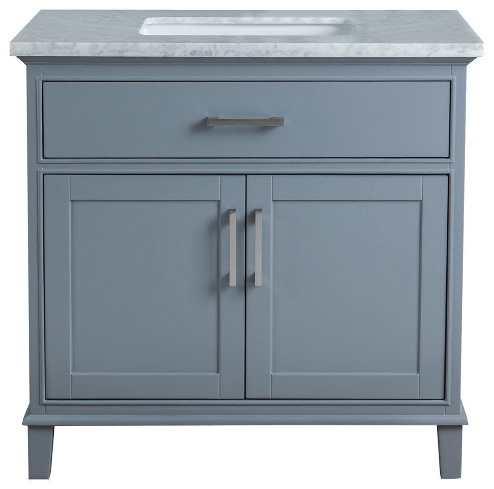 Stufurhome Leigh Bathroom Vanity, Gray, 36" Single Sink