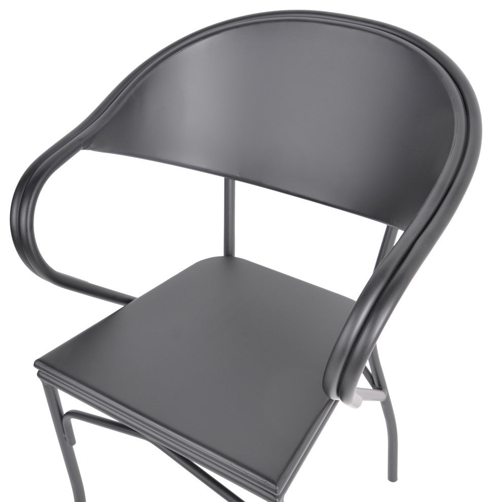 Arthur Desert Outdoor Modern 3 Piece Bistro Set, Matte Black
