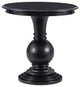 Linon Aspen Round Wood Accent Table Pedestal Base 26.5" High in Jet Black