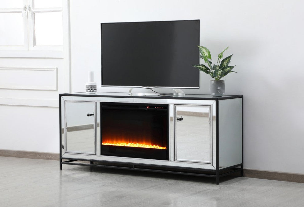 Elegant MF701BK-F2 James 60" Mirrored Tv Stand