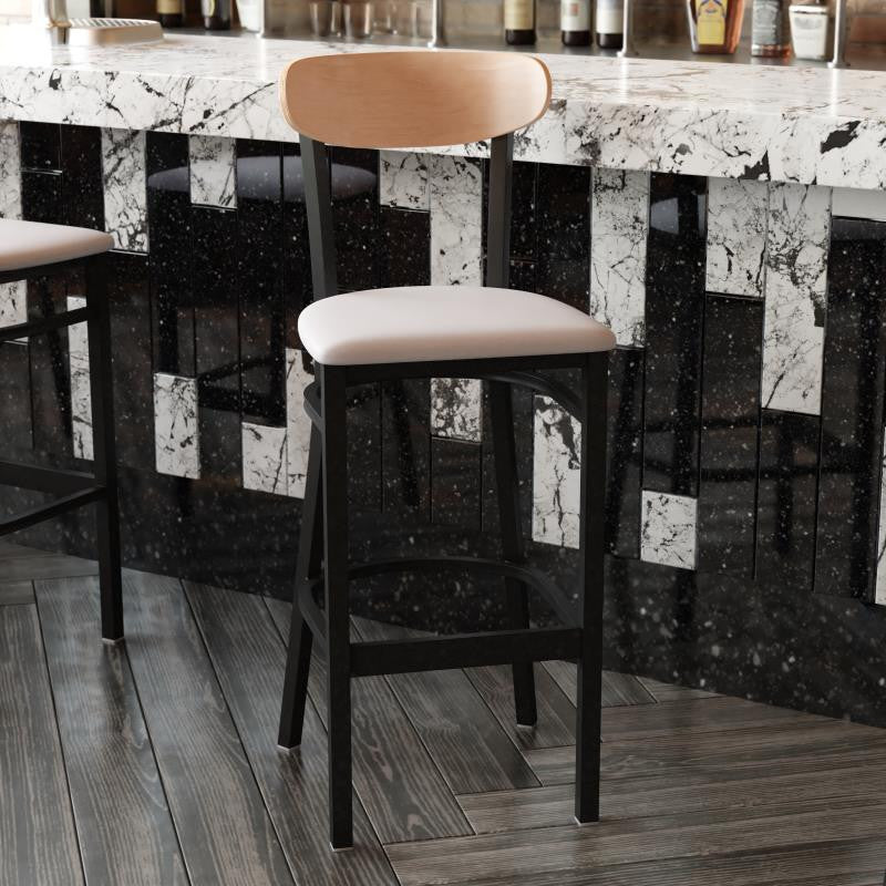 Wright Commercial Grade Barstool -500 LB. Capacity Steel Frame, Natural Birch Wo