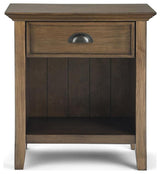 Solid Wood 24" Wide Bedside Nightstand Table In Rustic Natural Aged Brown