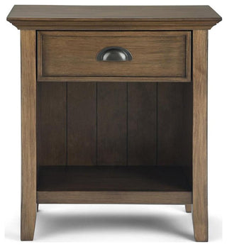 Solid Wood 24" Wide Bedside Nightstand Table In Rustic Natural Aged Brown