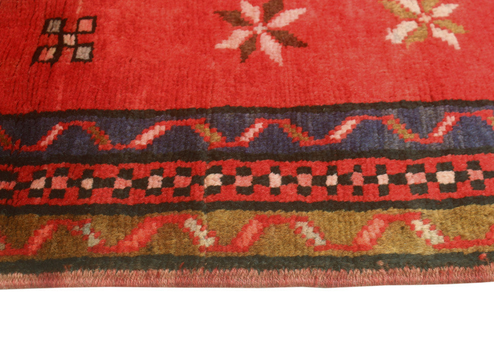 Fine Vintage Distressed Radeliff Red/Blue Runner, 3'1x9'5