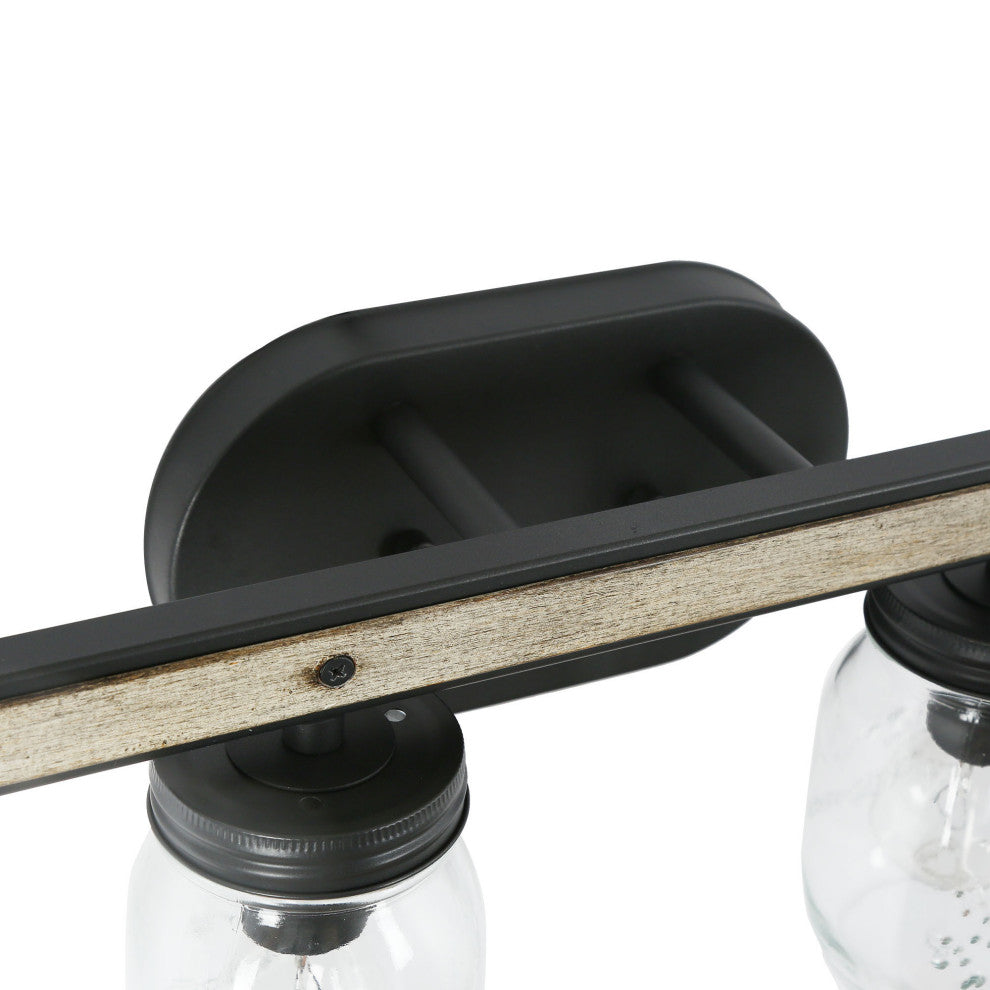 LNC Farmhouse  4-Light Black Bathroom Vanity Light With Mason Jar Glass