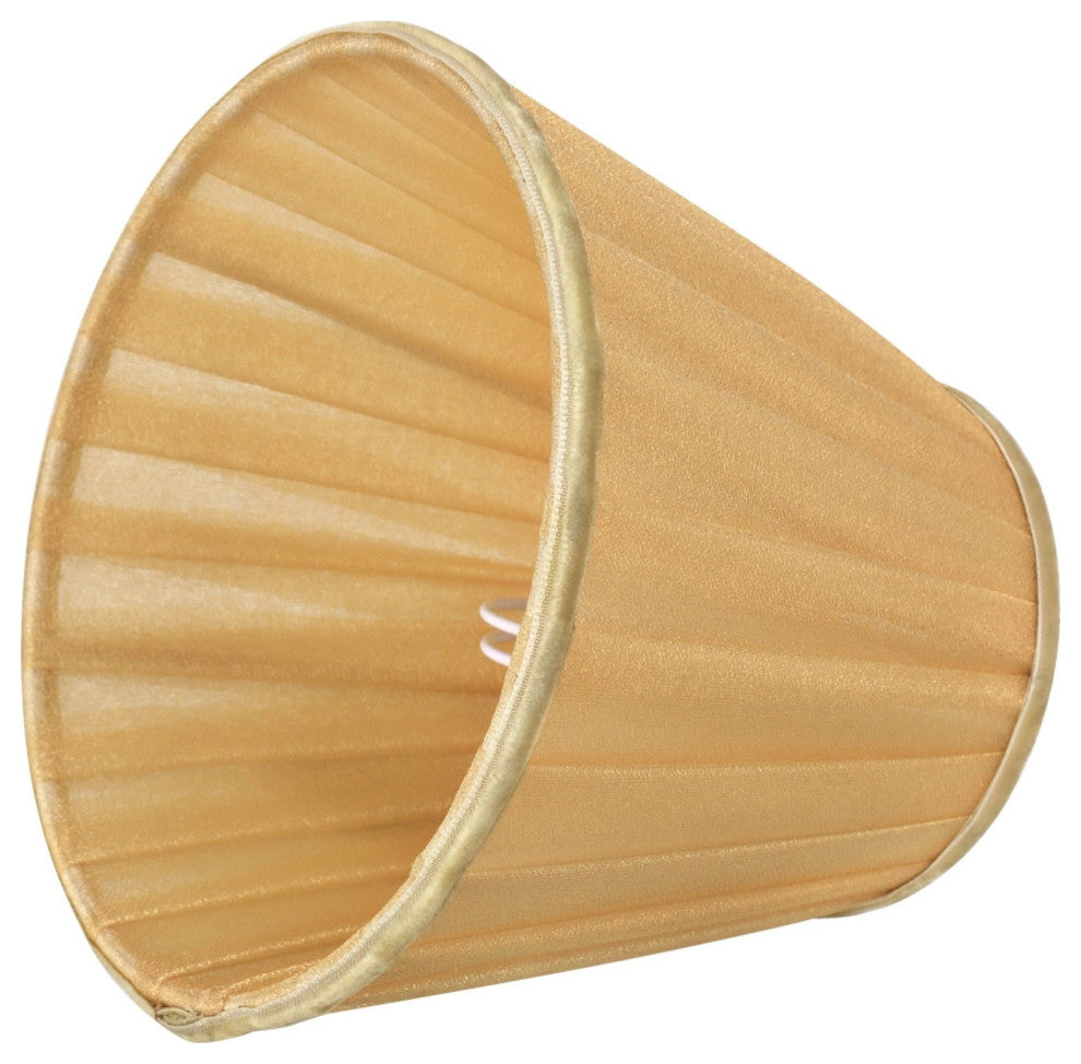 33113-5 Small Pleated Empire Chandelier Clip On Lamp Shade Gold 3"x5"x4 1/4"