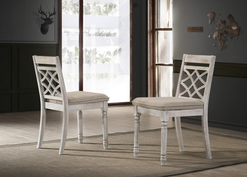 Havanna Off-White 19"W Contemporary Fabric Chair With Cushion,  Set of 2