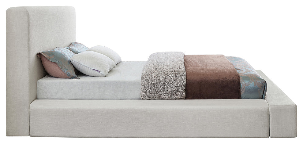 Devin Linen Textured Fabric Upholseterd Bed, Cream, King