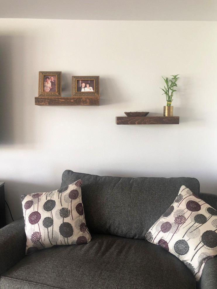 Rustic Floating Mountable Wood Shelf 3" Thick x 7" Deep, Pine, Medium Brown, 12"