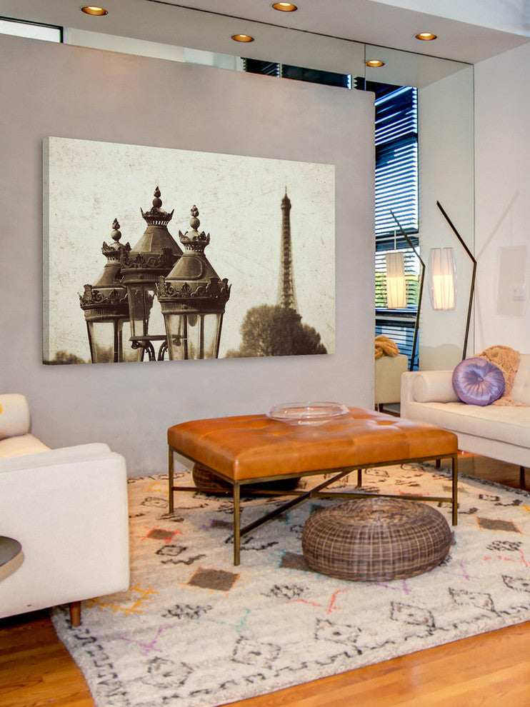 "Lamps and Eiffel Tower" Painting Print on Wrapped Canvas