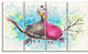 Two Birds in Love on Branch, Abstract Canvas Art Print, 48"x28", 4 Panels