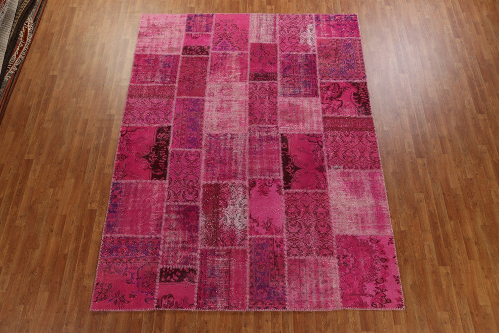 Patchwork Oriental Living Room Area Rug Hand-tufted Wool Carpet 8x11