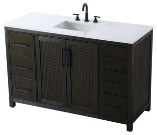 Home Living 54" Single Bathroom Vanity, Chocolate Oak