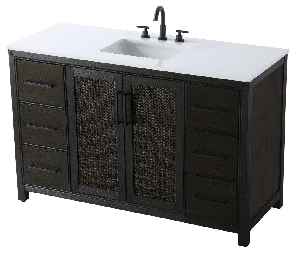 Home Living 54" Single Bathroom Vanity, Chocolate Oak