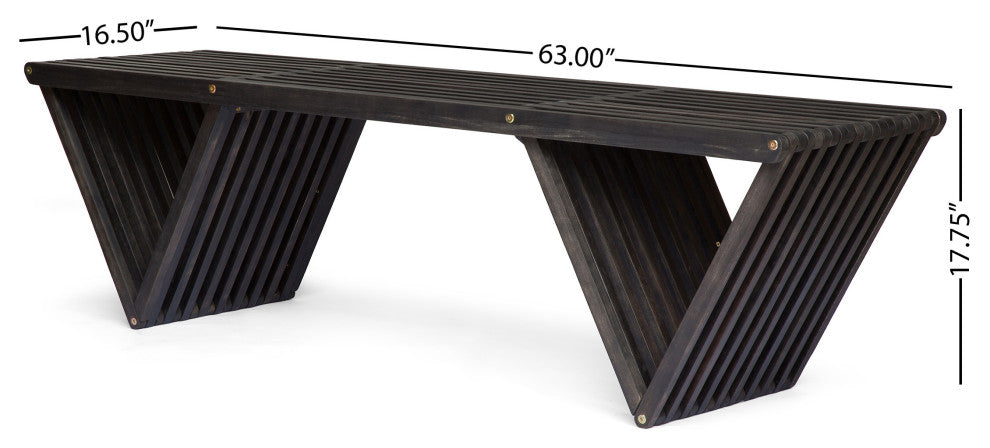 GDF Studio Esme Outdoor Acacia Wood Bench, Dark Gray