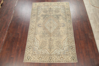Consigned, Traditional Vintage Faded Handmade Persian Area Rug, Beige, 6x10