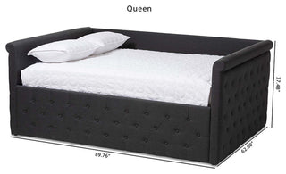 Carolina Fabric Button Tufted Upholstered Daybed, Dark Gray, Queen