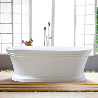 59" Freestanding Acrylic Bathtub, White/Classic Chrome