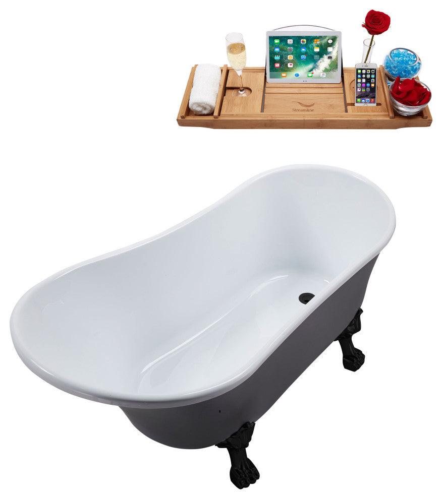 55" Streamline N359BL-IN-BL Clawfoot Tub and Tray With Internal Drain