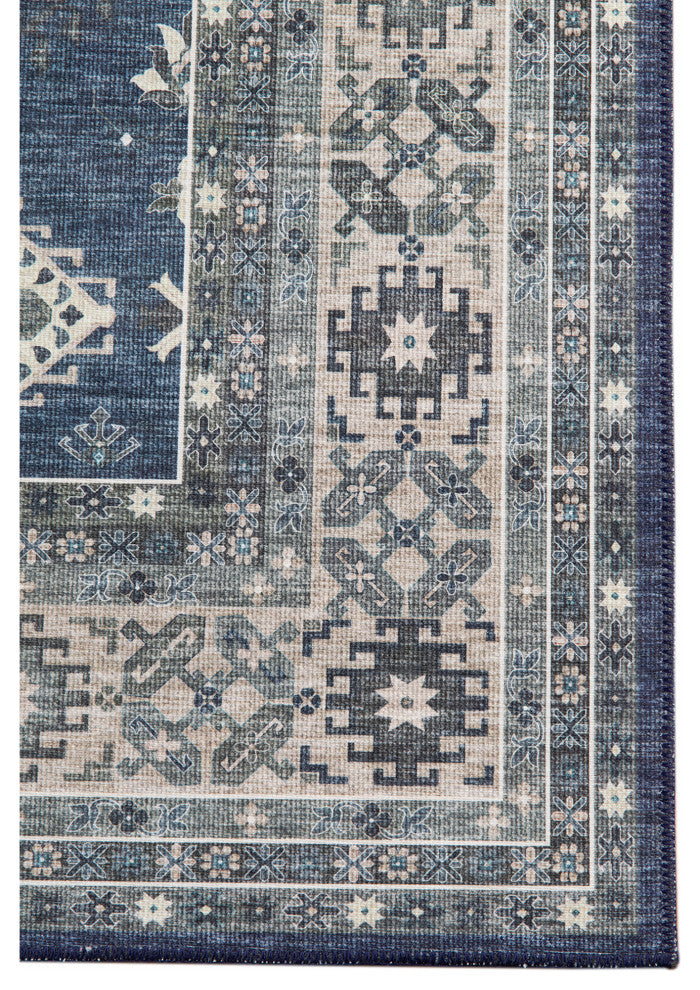 Amer Rugs Myra Halsey MYR-10 Blue Power-loomed - 2'8" X 10' Runner Area Rug