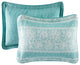 Emma Quilt 5 Piece Sets, Teal, Queen 90" X 90"