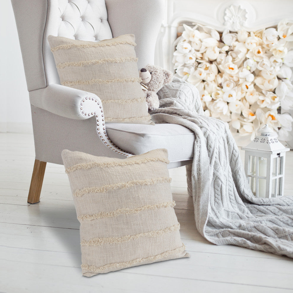 Overtufted Solid Throw Pillow, Birch