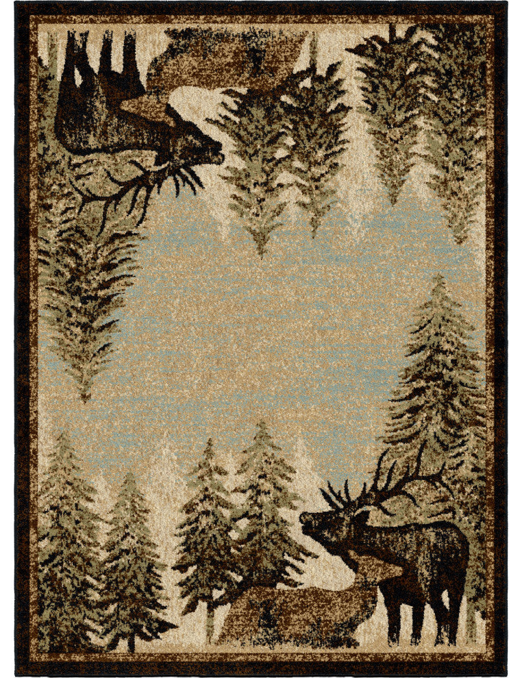 Lodge King Timberland Multi Lodge Area Rug, 5'3"x7'7"