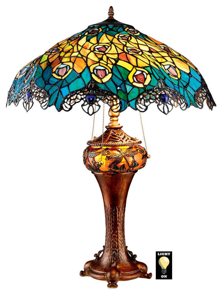 Art Nouveau Peacock Table Lamp