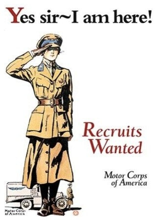 Recruits Wanted: Motor Corps of America- Gallery Wrapped Canvas Art 28" x 42"