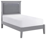 Lexicon Seabright Traditional Wood and Faux Leather Twin Bed in Gray